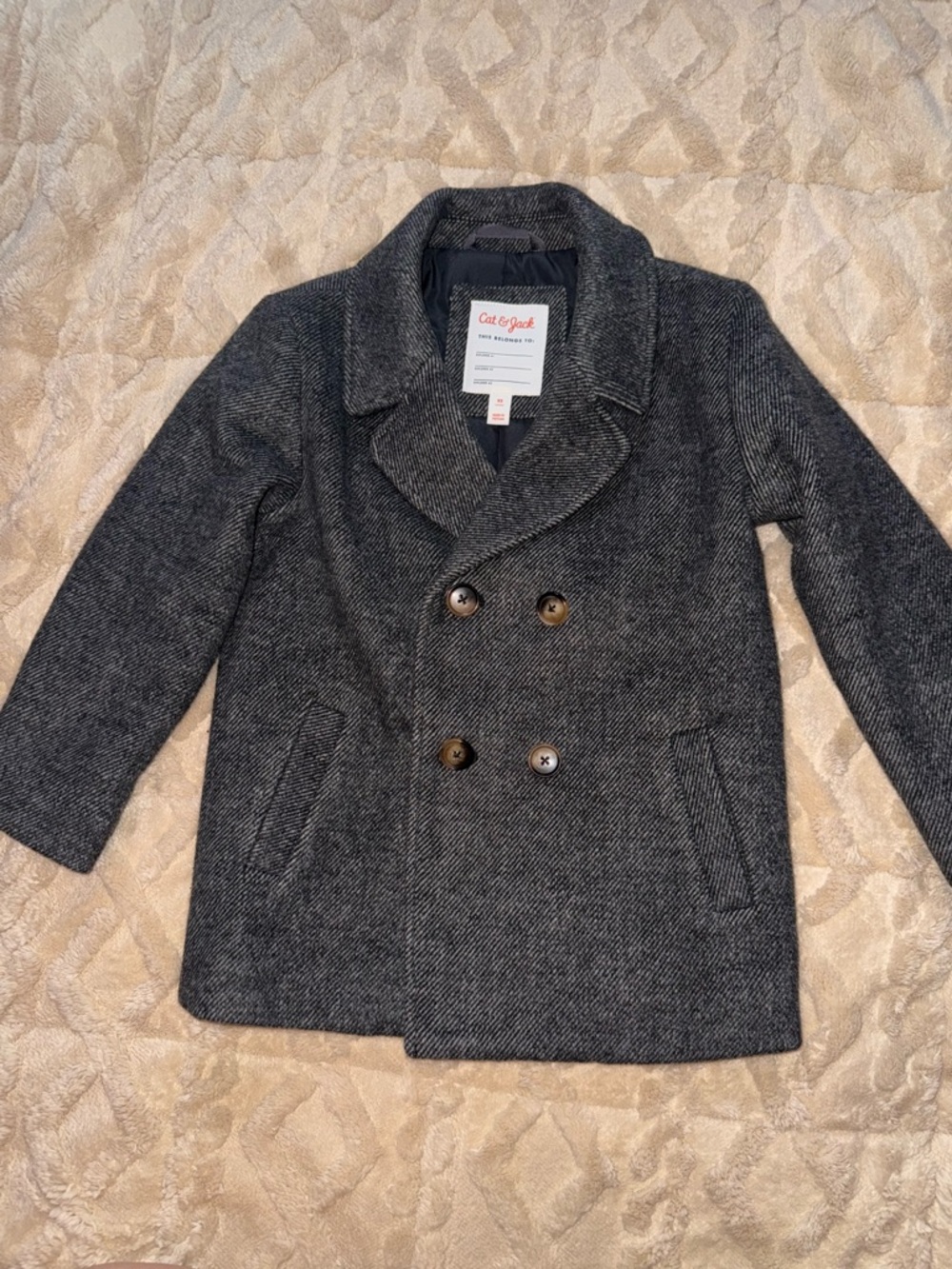 Cat & Jack Gray Double-Breasted Peacoat